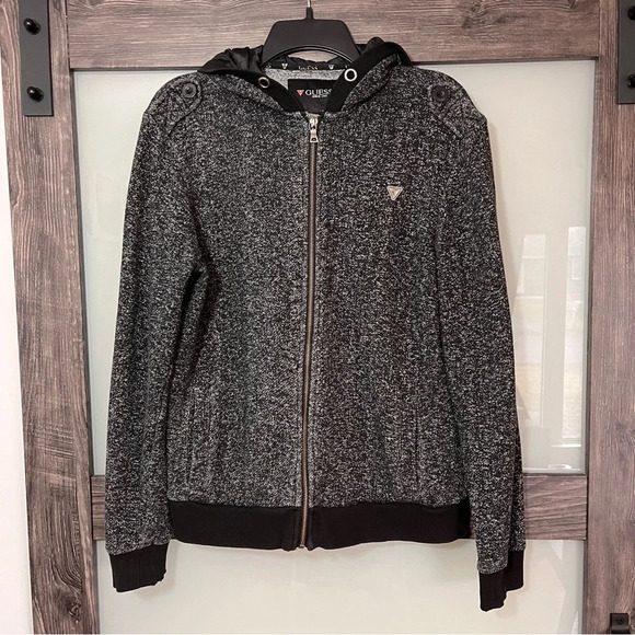Guess Jackets & Blazers - Guess Women’s Charcoal Full Zip Jacket w/ Military Style Shoulder Strap Detail